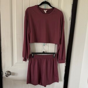 Capelli of New York Cropped Lounge Set in Mauve